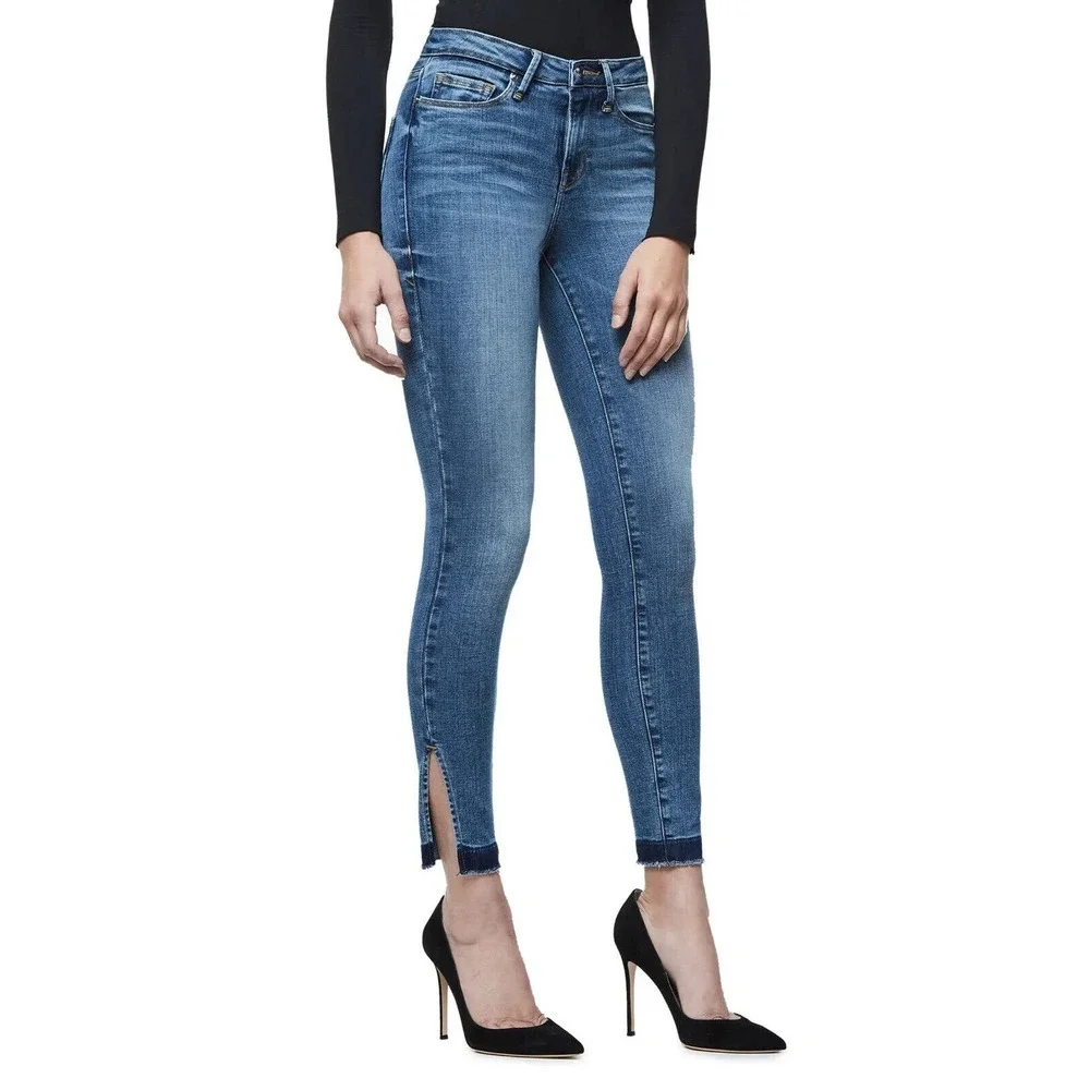 Good American Good Legs High Rise Split Hem Crop Skinny Jeans Womens Size 6 / 28 - Picture 1 of 13